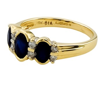 9ct Gold Sapphire/Diamond Multi-Stone Ring size L